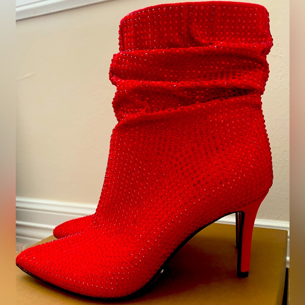 Red Crystal Scrunch Boots